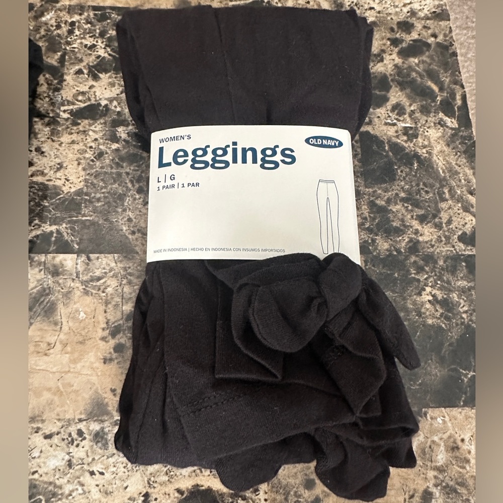 ✨ 3 Pairs Brand New Old Navy Bow Leggings Knots Black Size Large ✨